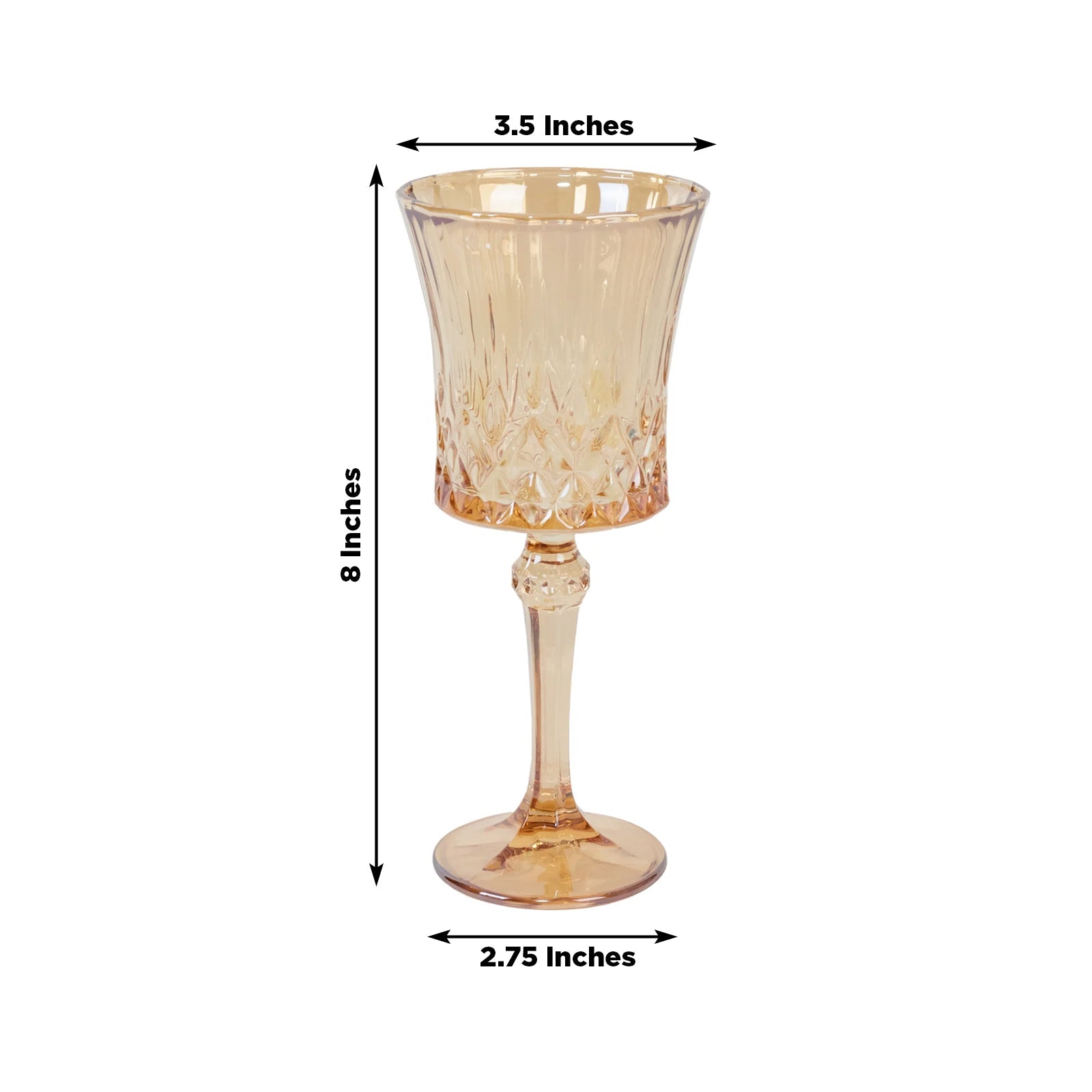 6 Pack Crystal Cut Glass Goblets 9oz Amber Gold – Elegant Vintage Wine, Water & Cocktail Glasses for Table Settings - Image 2